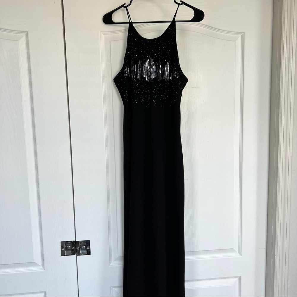 Vintage Cachet Black Chiffon Beaded Gown Party Dress Size 12